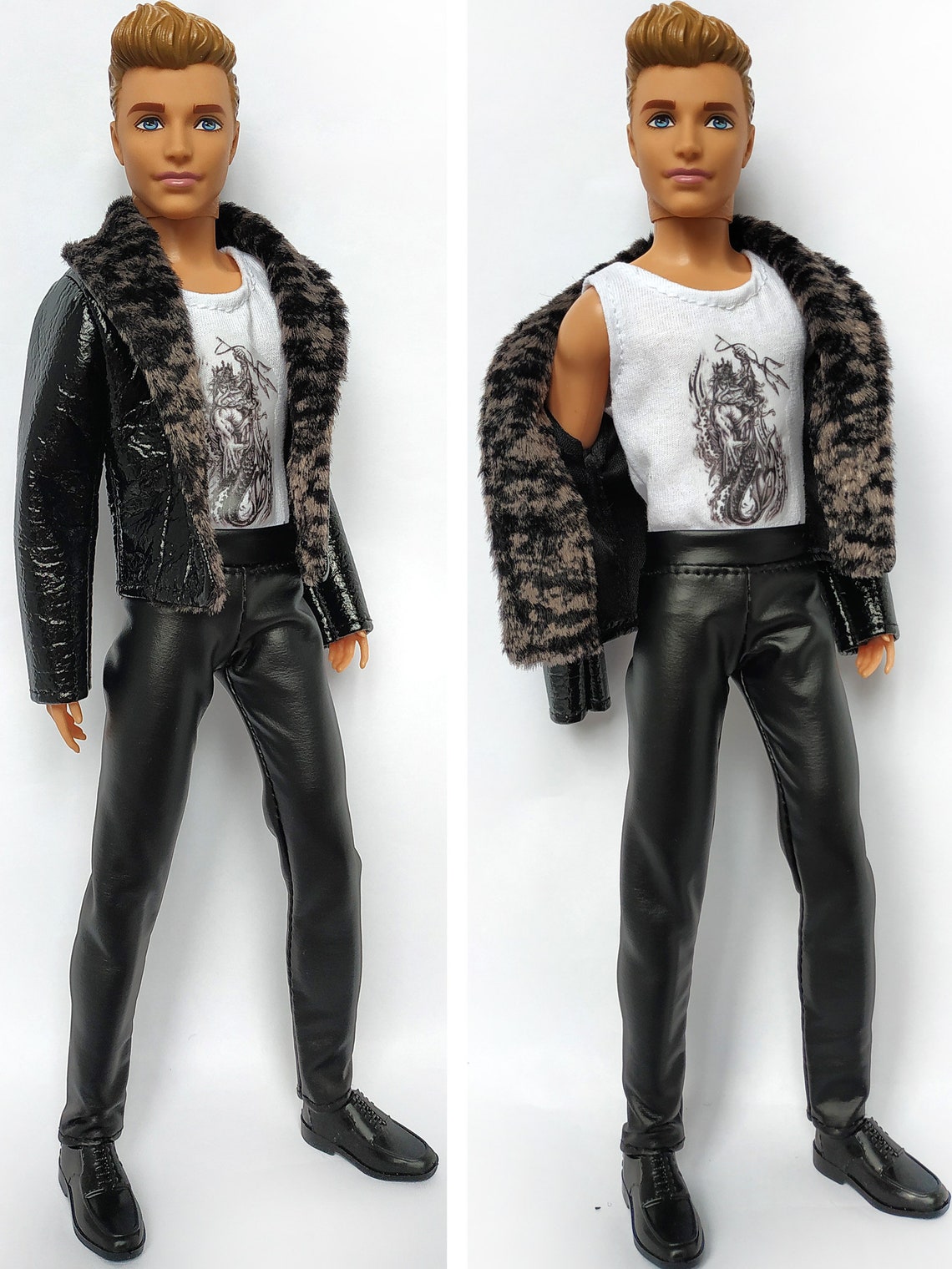 Ken Clothes Jacket Leather Pants Tshirt Ken Doll Etsy