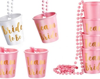 Team Bride/ Bride to Be Plastic Beaded Bridal Shot Glass