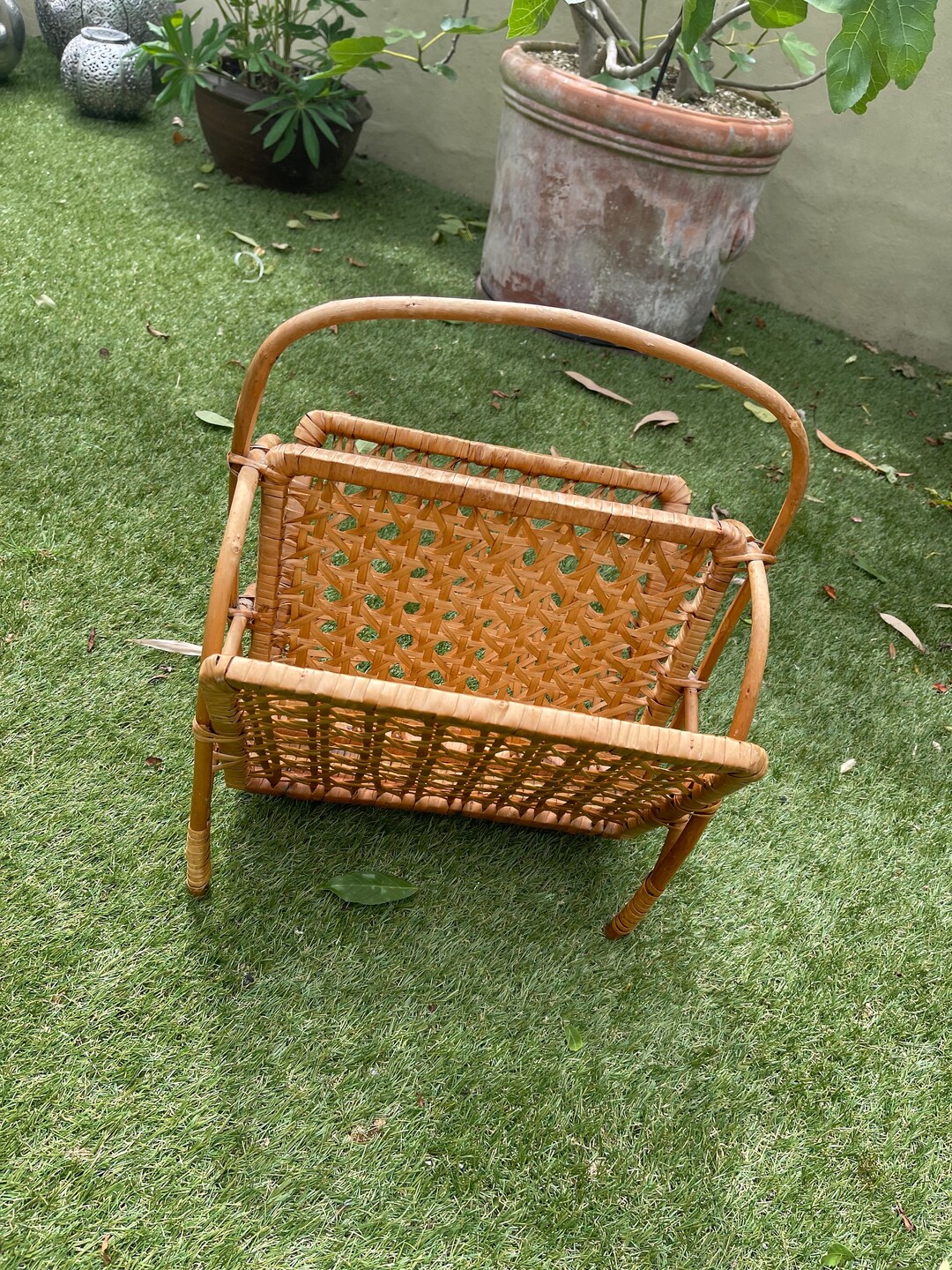 Vintage Bamboo Magazine Rack Etsy