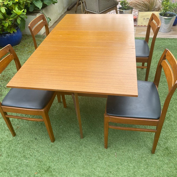 70s Mid Century Dining/kitchen table and vinyl chairs G Plan style