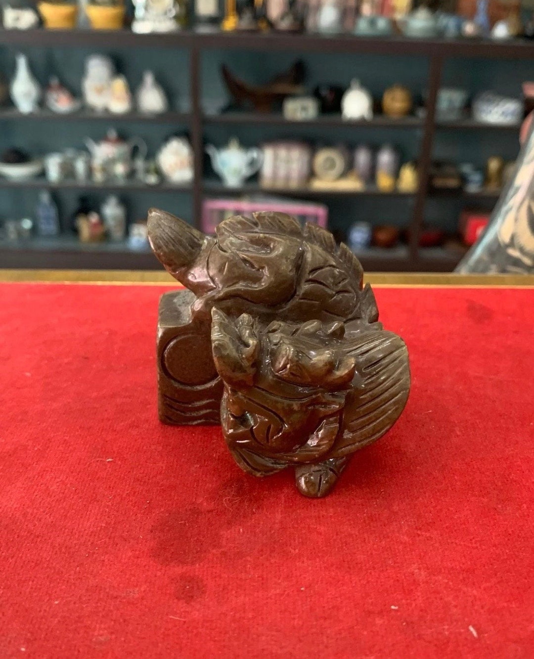 Dragon Emblem Stone Resin Statue Etsy