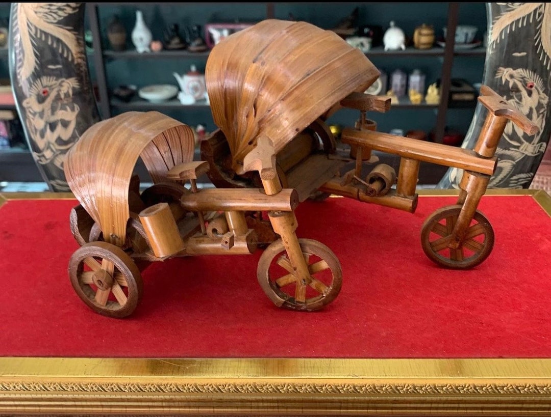 Antique Tricycle Made From Bamboo 2 Pieces Etsy