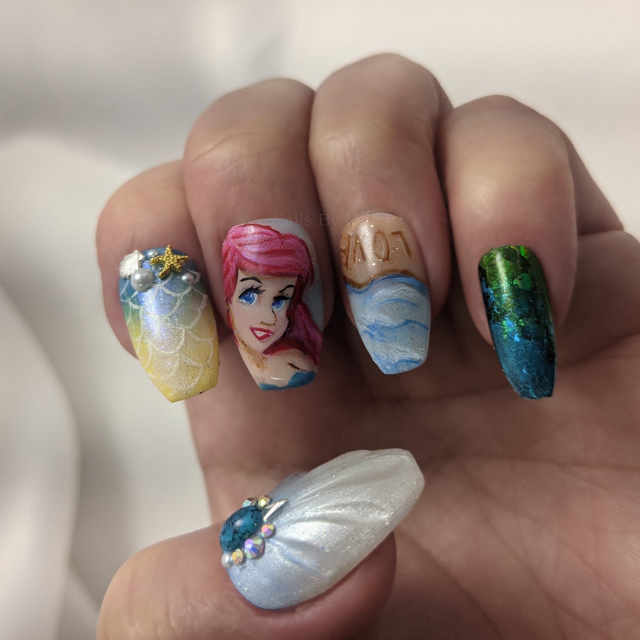 3D Mermaid Press On Nails / Mermaid nails / Press on / Etsy