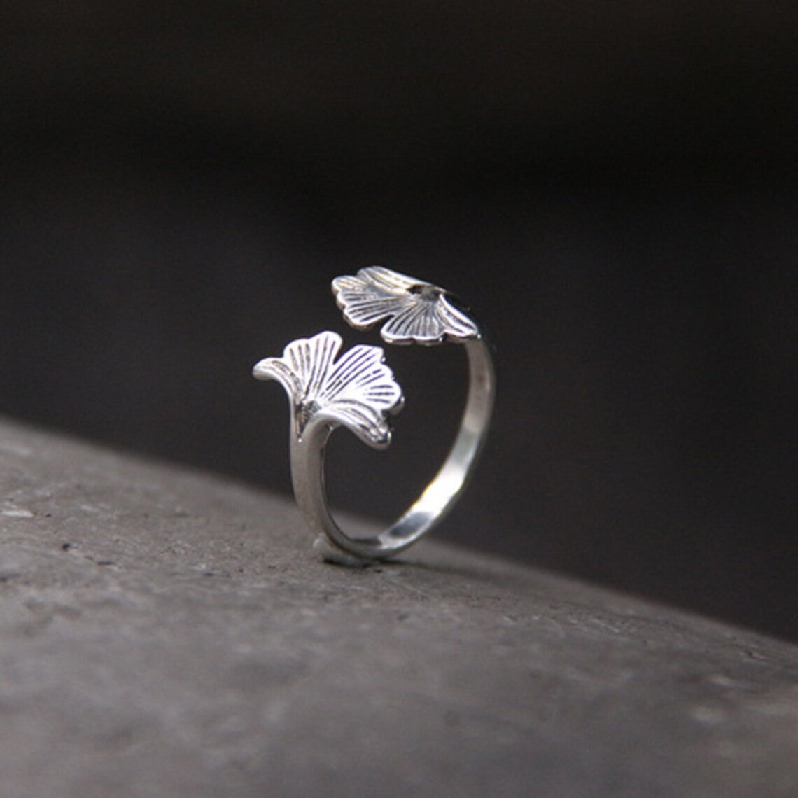 Ginkgo Biloba Leaf Ring Ginkgo Leaf Ring in Silver Etsy