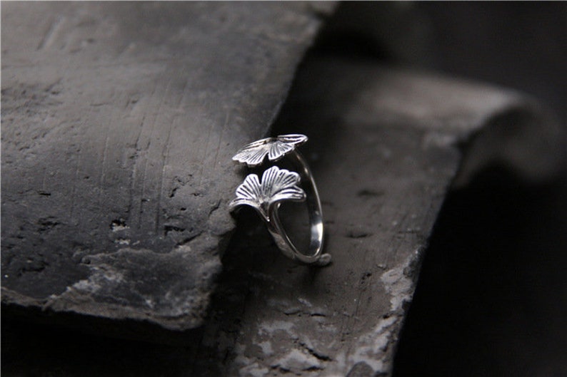 Ginkgo Biloba Leaf Ring Ginkgo Leaf Ring in Silver Etsy
