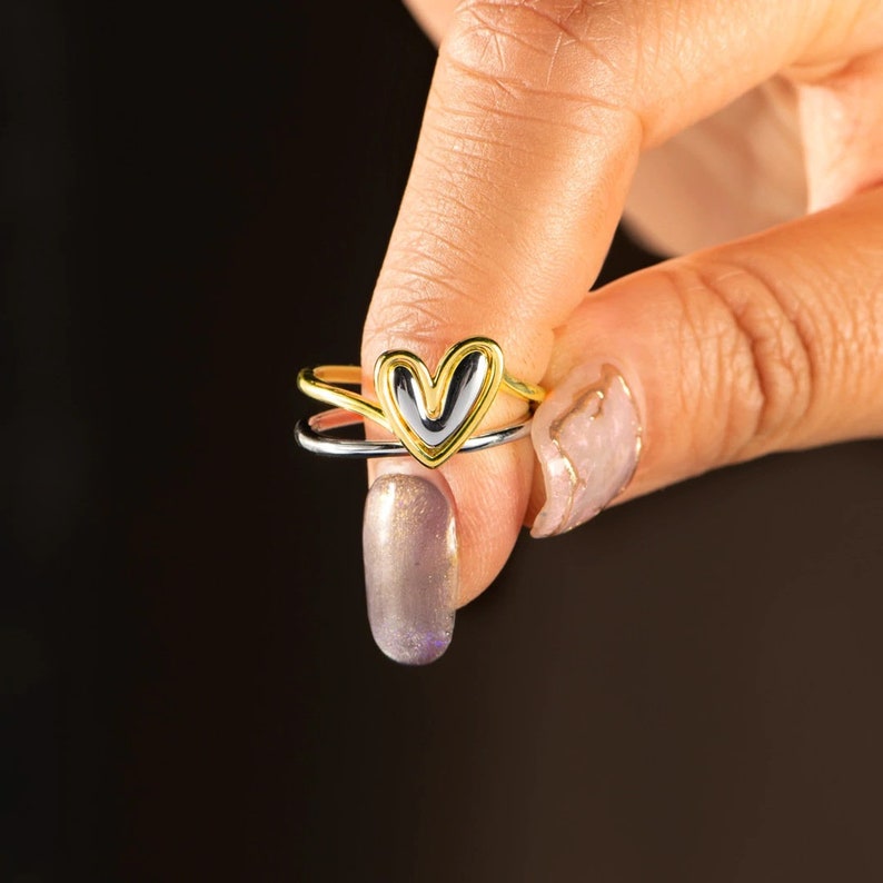 Heart Ring Set / Stacking Rings / Mothers Day Gift / Stackable image 9