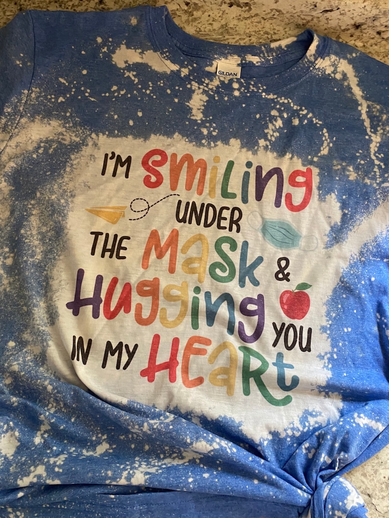 Smiling under my mask bleached tee