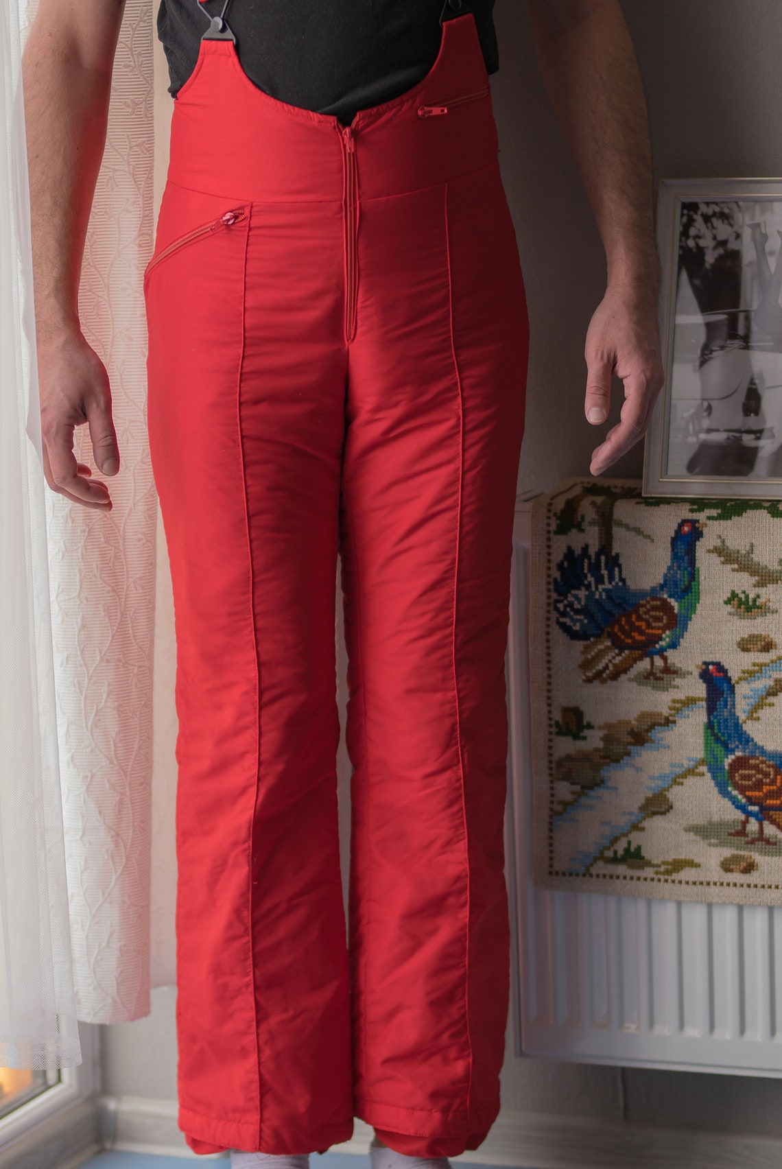 Vintage Women Snow Ski Pants NYLFRANCE Size 48 Red Etsy