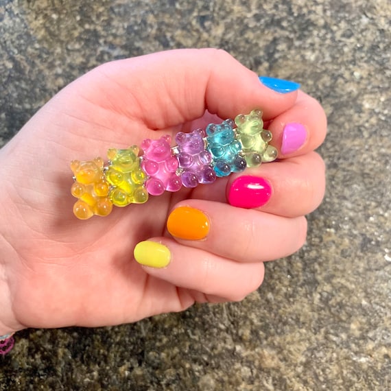 Gummy Bear Hair Clip - Rainbow - Hand Crafted Clip - Hair Accessory - Multi Colored - Candy - Sweet Treat