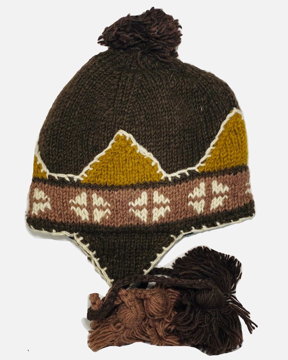 Himalayan Woolen Cap 100% Nepali Wool W Fleece/ Hand Knitted Ski and ...