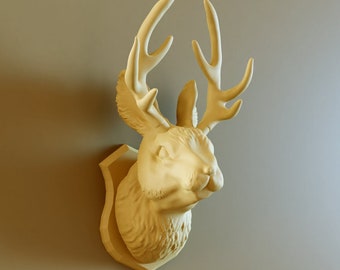 wall mounted jackalope head, jackalope wall art