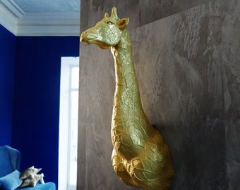 Giraffe head wall mount,long neck, white faux taxidermy, animal head wall mount, Giraffe art, Giraffe decor, home decor