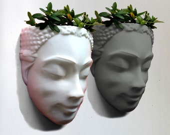 Buddha Face Planter, home and living, outdoor gardening, planters and pots, indoor planters, head planter, succulent planter, wall art, face