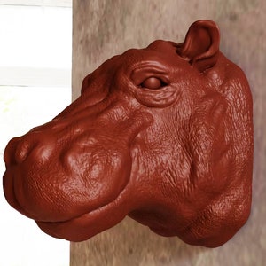3d jungle animal heads, Hippo head wall mount,mouth closed, Hippopotamus, home and living, outdoor and gardening, home decor, wall decor