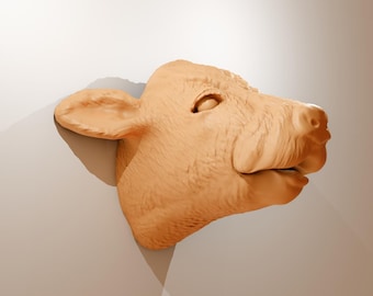 cow calf mooing wall mount farm and home decor, jersey cow head