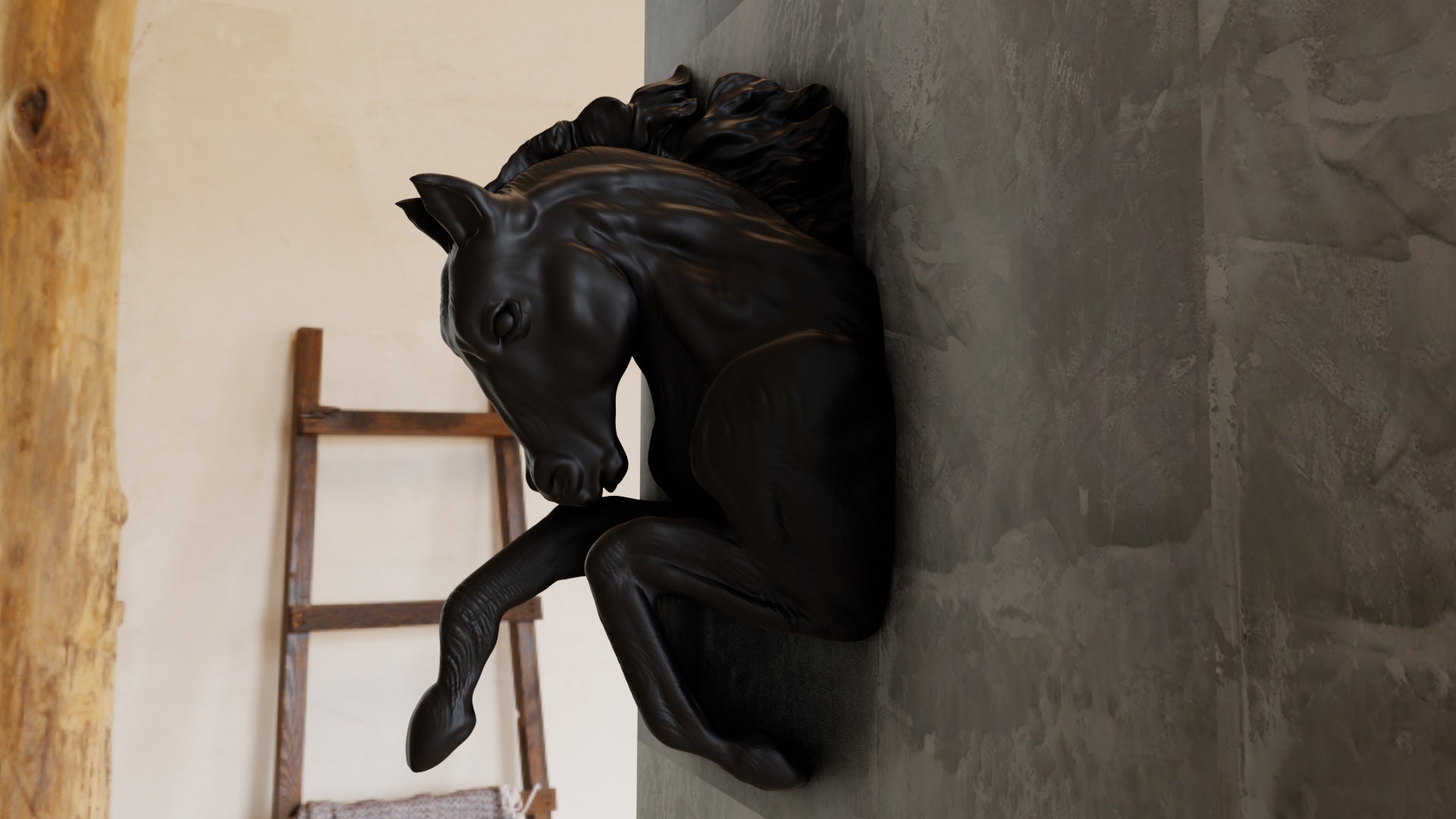 Horse Head, Small to XL Life Size, Wall Mounted, Galloping Horse Head, Small to XL Life Size, Wall Mounted, Galloping