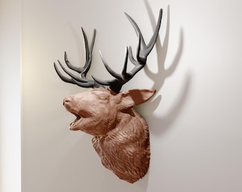 Red deer Mooing head wall mount Faux taxidermy home decor/decor/home & living/wall decor/faux taxidermy/antelope/ curiosities