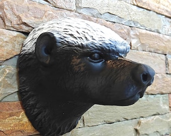 Honey badger head taxidermy, decor, wall art, 3d jungle animal heads, animal trophy