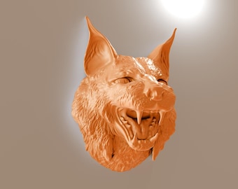 Lynx wild cat head taxidermy, decor, wall art, 3d jungle animal heads, animal trophy