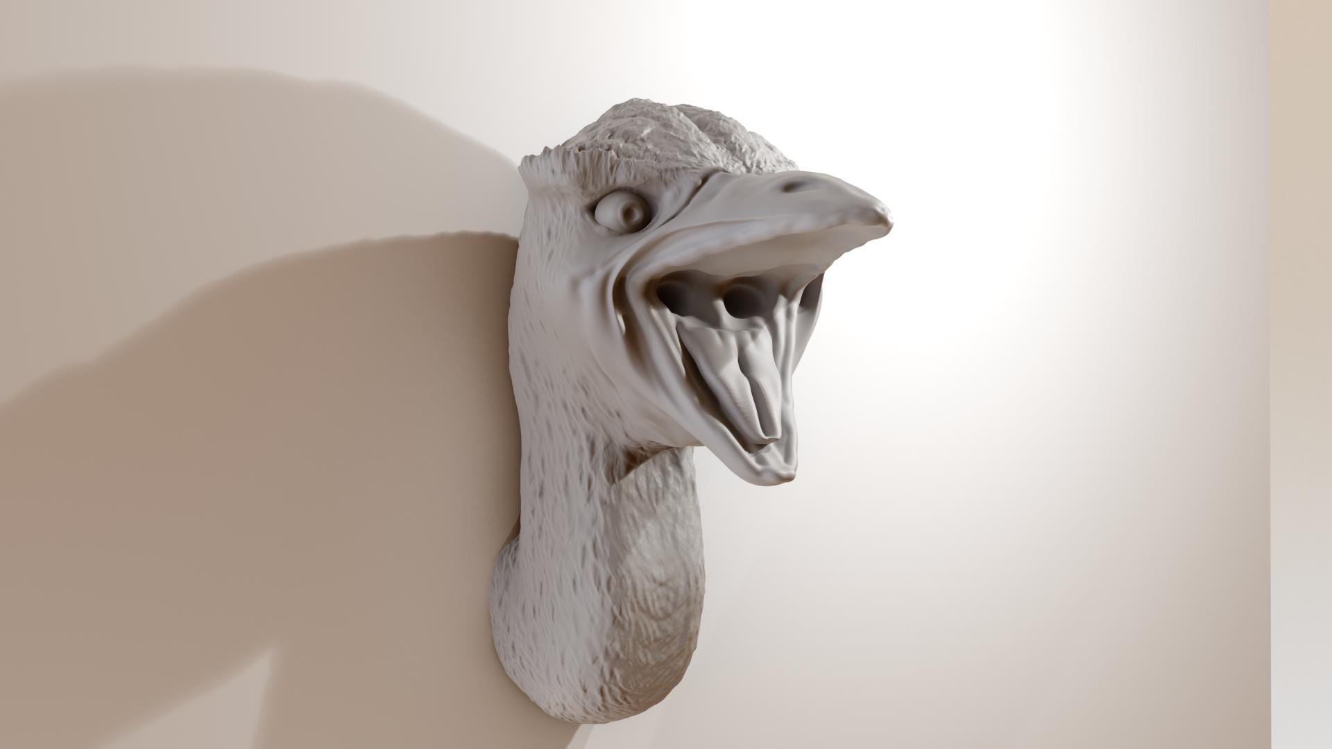 emu screaming ostrich bird head wall mount, decor, head taxidermy, decor, wall art, 3d printed ,jungle animal heads