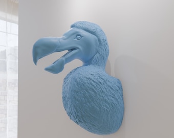 dodo bird head mouth open, crow head, wall art, decor, wall mount, kitchen, farm, poultry, head taxidermy, 3d jungle animal heads