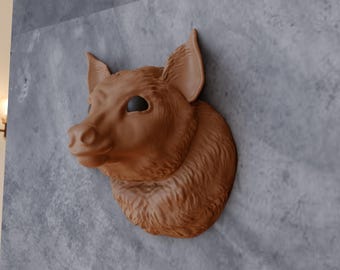 Flying fox bat head wall mount, animal decor, sculpture, Modern Decor,home decor, home & living, wall decor, fox head, wall hangings,
