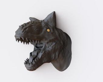 Carnotaurus dinosaur roaring head wall mount, decor, reptile head, serpent, taxidermy, decor, wall art, 3d jungle animal heads, mythical