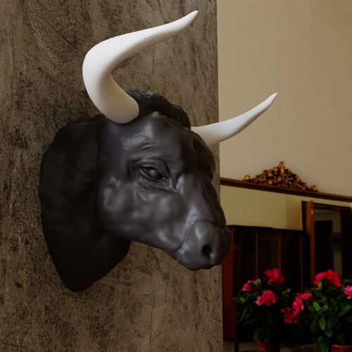 Decorazione da parete con testa di toro spagnolo, per fattoria e casa