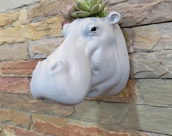 Nilpferd Kopf, Wandtopf, Blumentopf, Pflanzentopf, Tierköpfe, Nilpferd, Haus und Leben, Outdoor und Garten, Hausdeko, Wanddeko