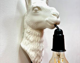 Llama Head Wall Lamp with Lamp in Mouth, unique Wall Decoration, Modern Interior animal Decoration