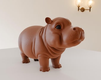 Hippo calf handmade , Hippopotamus sculpture, home and living, indoor, home decor, 3d printed