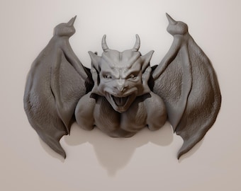 Gargoyle head roaring wall with wings mount Faux taxidermy decor/home & living/wall decor/faux taxidermy/antelope/ curiosities gothic