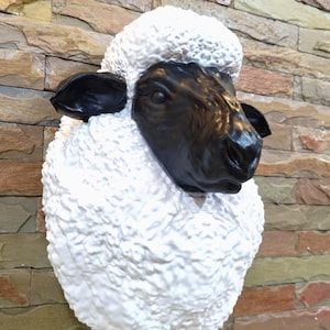 Schafkopf Wandhalter, Wollschaf Wandschmuck, Bauernhof Dekor