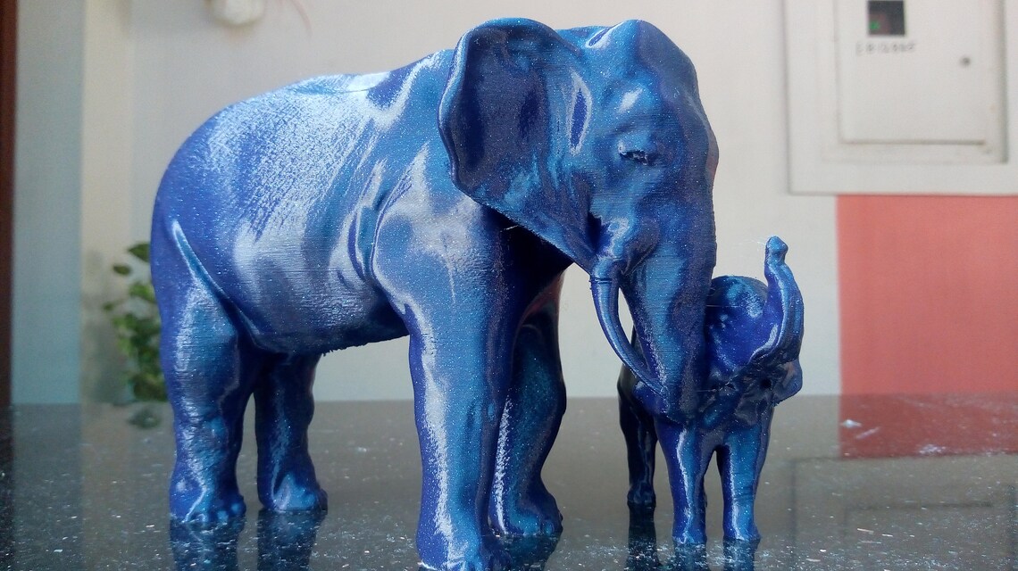 Elephant Sculpture A Family of Elephant and Calfhome Decor Etsy