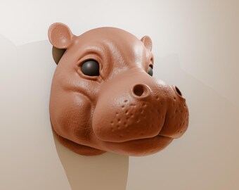 Hippo calf head handmade, Hippopotamus wall mounted head, home and living, indoor, home decor
