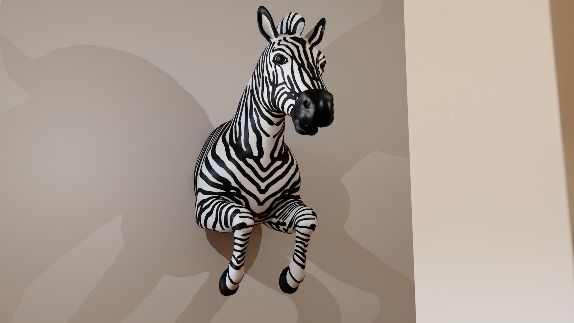 Zebra Galloping ,wall Mounted 3d Jungle Animal Head Modern Decor