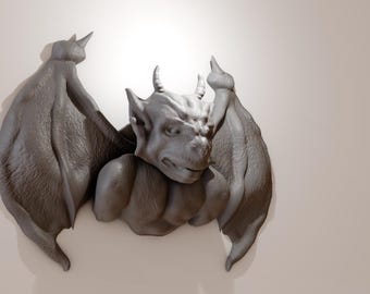 Gargoyle head wall with wings mount Faux taxidermy decor/home & living/wall decor/faux taxidermy/antelope/ curiosities gothic