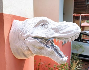 T-rex wall mounted planter, home and living, home and wall decor, outdoor and gardening, dinosaur head, planters and pots, faux taxidermy