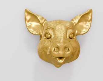 豚の頭の壁掛け、子豚、動物の壁掛け、動物の頭の像、家と生活、家の