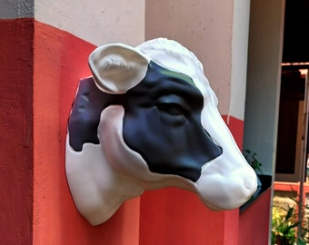 French cow wall mount farm and home decor, jersey cow head