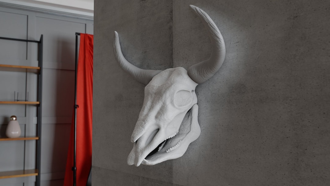 Bull Head Skull Wall Mount, Farm and Home Decor, Jersey Cow Head, 3d
