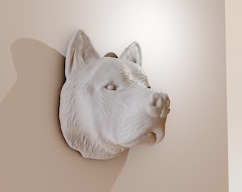 American Akita head wall mount, dog head, animal wall mount, home and living, decor, faux taxidermy, animal head,hangings, pet, custom