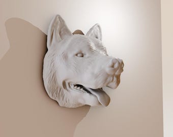 American Akita head wall mount smiling, dog head, animal wall mount, home and living, decor, faux taxidermy, animal head, hangings, pet
