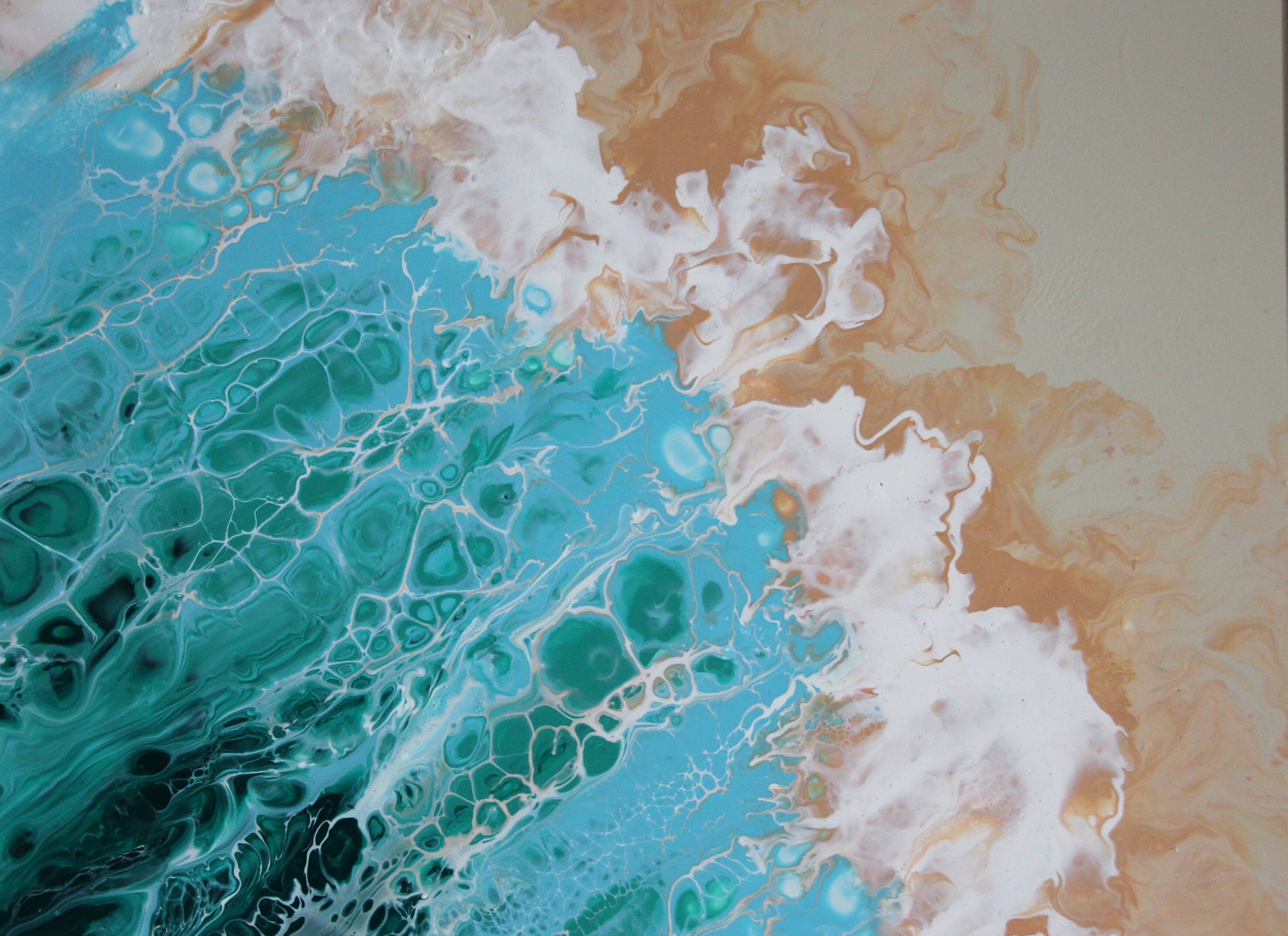 Acrylic Fluid Art Abstract Flow Painting Tropical Sea Ocean Water Beach ...