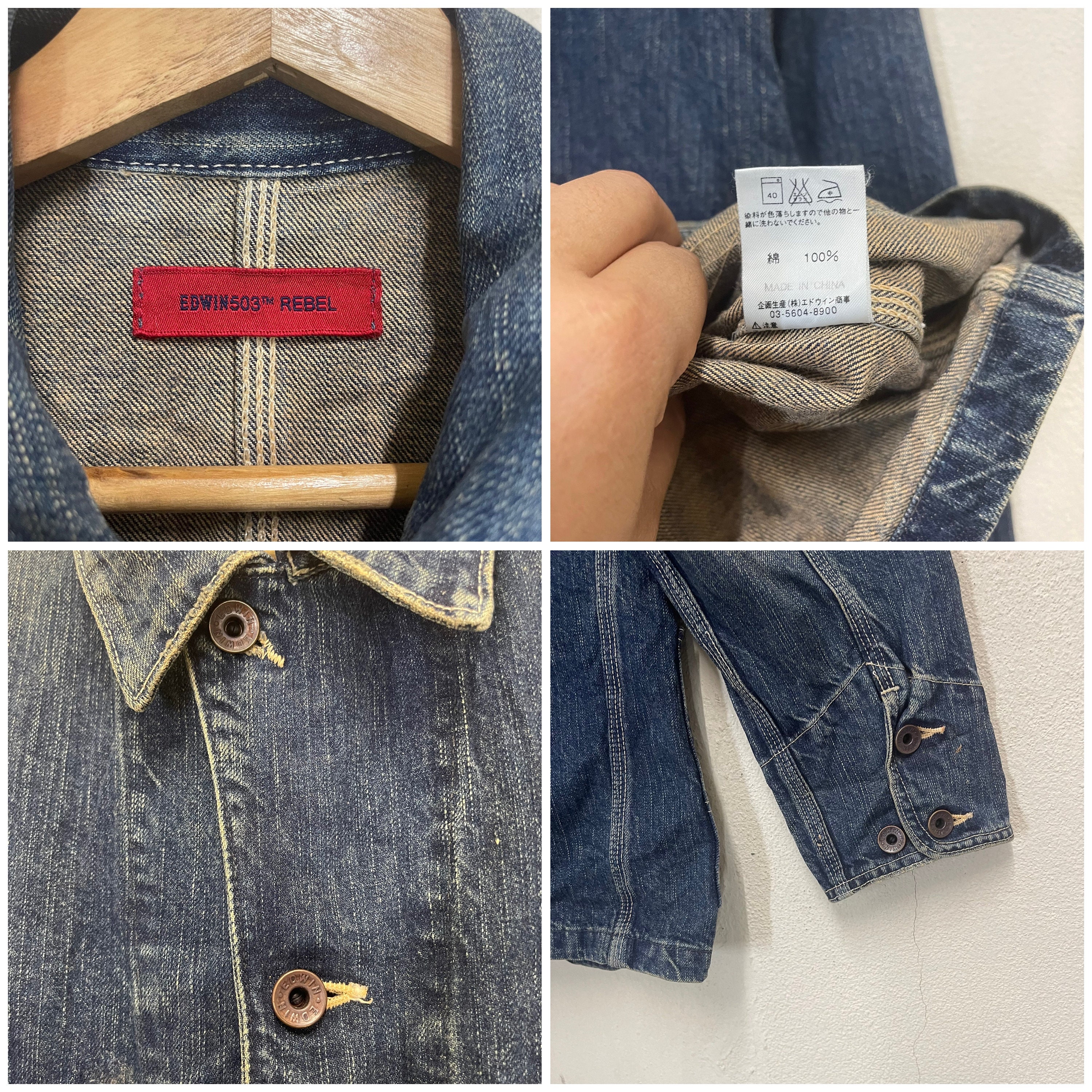 PICK!! Vintage 90s Edwin 503 Rebel Chore Denim Jacket Size M
