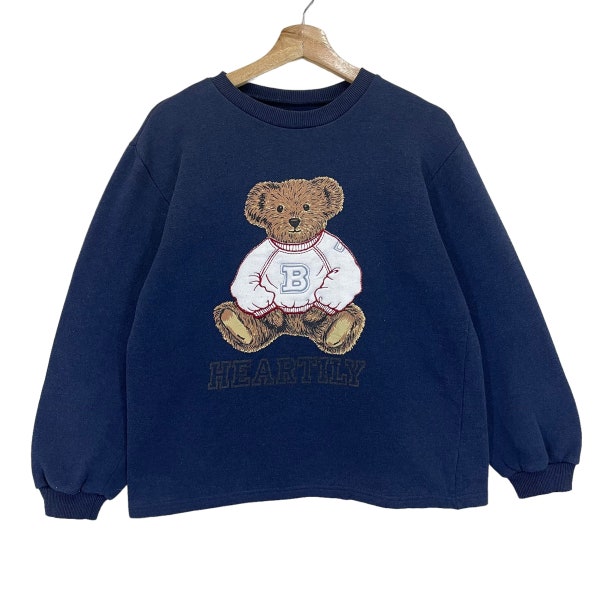 PICK!! HEARTILY BEAR Crewneck Sweatshirt Heartily Bear Big Logo Sweater Heartily Bear Crewneck Sweatshirt Size S