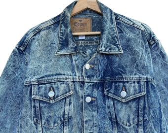 RARE!! Vintage 90s Edwin Acid Wash Trucker Denim Jacket Edwin Acid