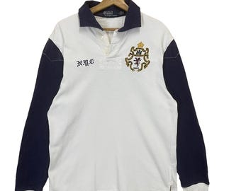 PICK!! Vintage 90s Ralph Lauren Polo Rugby Longsleeve Ralph Lauren Big Logo Polo Rugby Polo Rugby Collar Shirt Size M