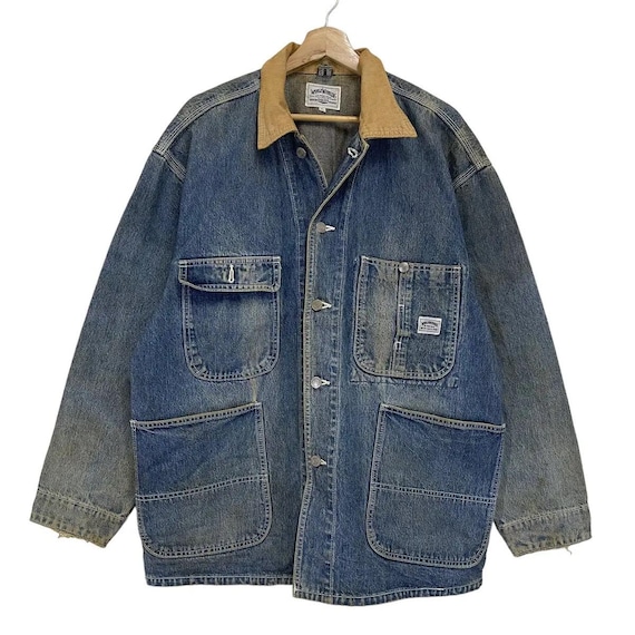 ジャケット・アウター  vintage denim jacket coveralls Pick!! Vintage 80s World Workers Big John Denim Jacket Size L - Etsy