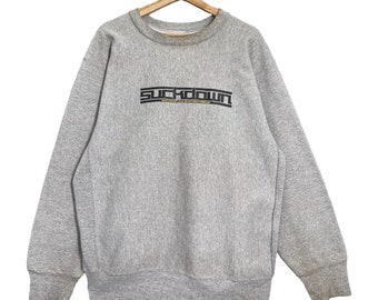 Pick!! Vintage 90s Suckdown Future Rock Sound Style Skaterboards Big Logo Crewneck Sweatshirt Size XL